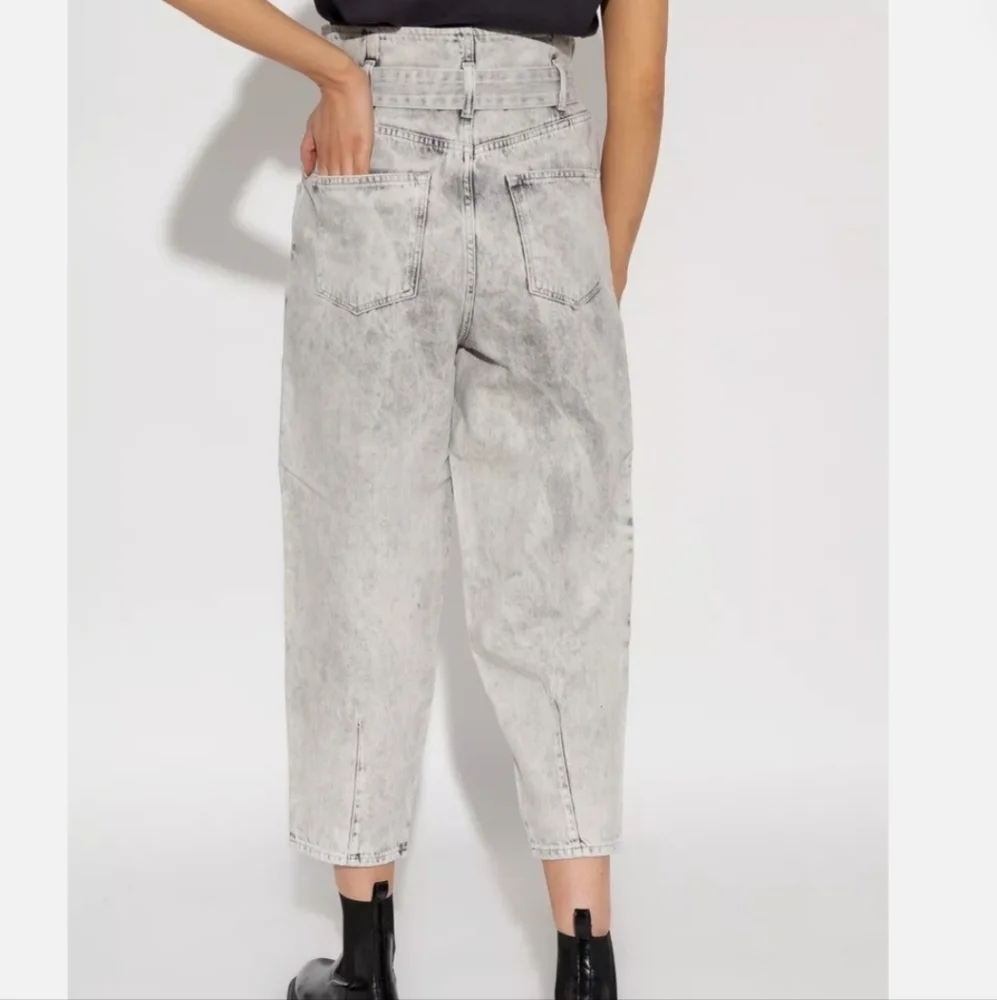 AllSaints Sammy High Rise Paperbag Jeans Gray 100% Cotton US Size 6 - Picture 4 of 5